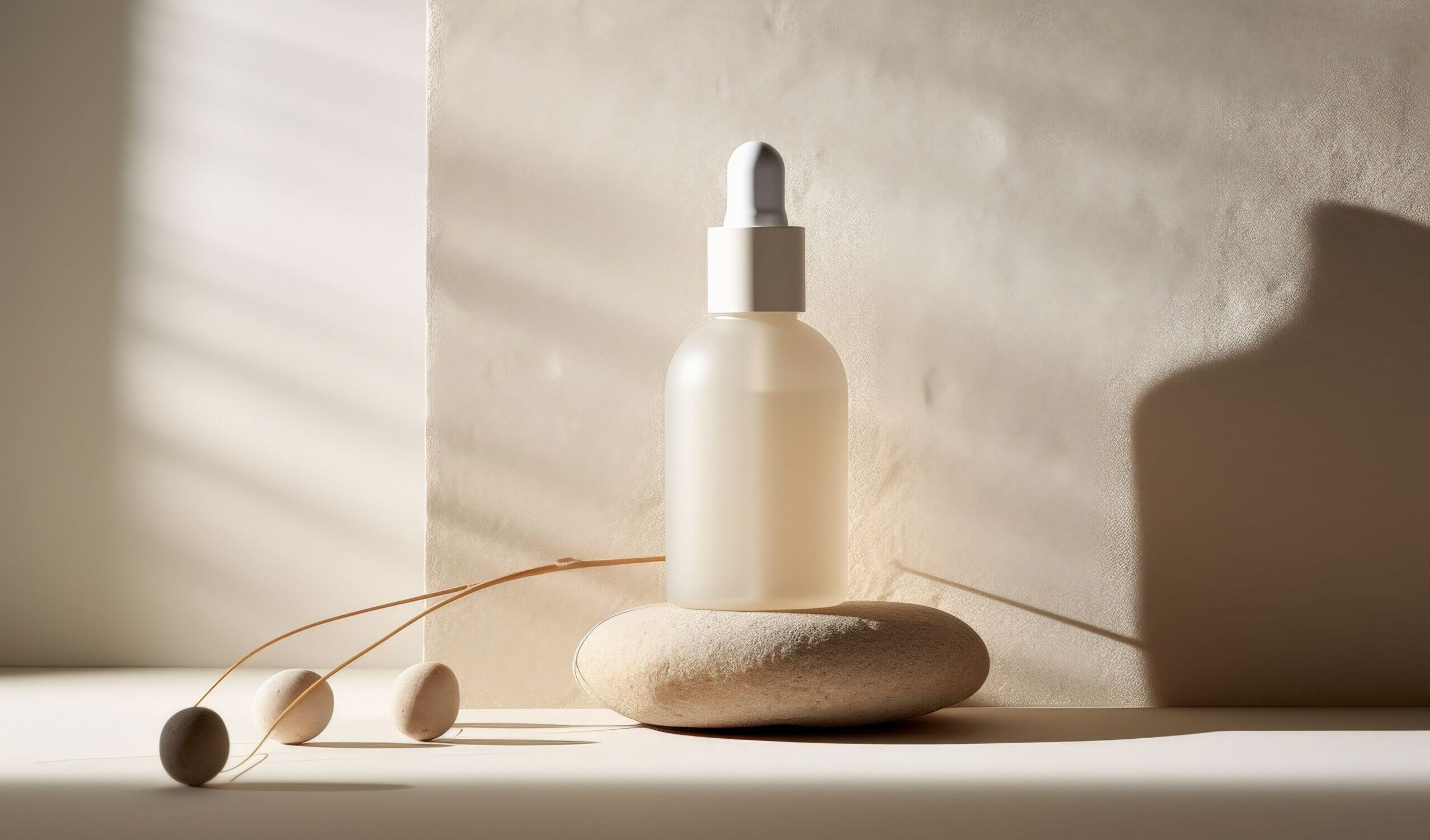 Botol serum penjagaan kulit yang melambangkan pengeluaran OEM dan ODM kosmetik