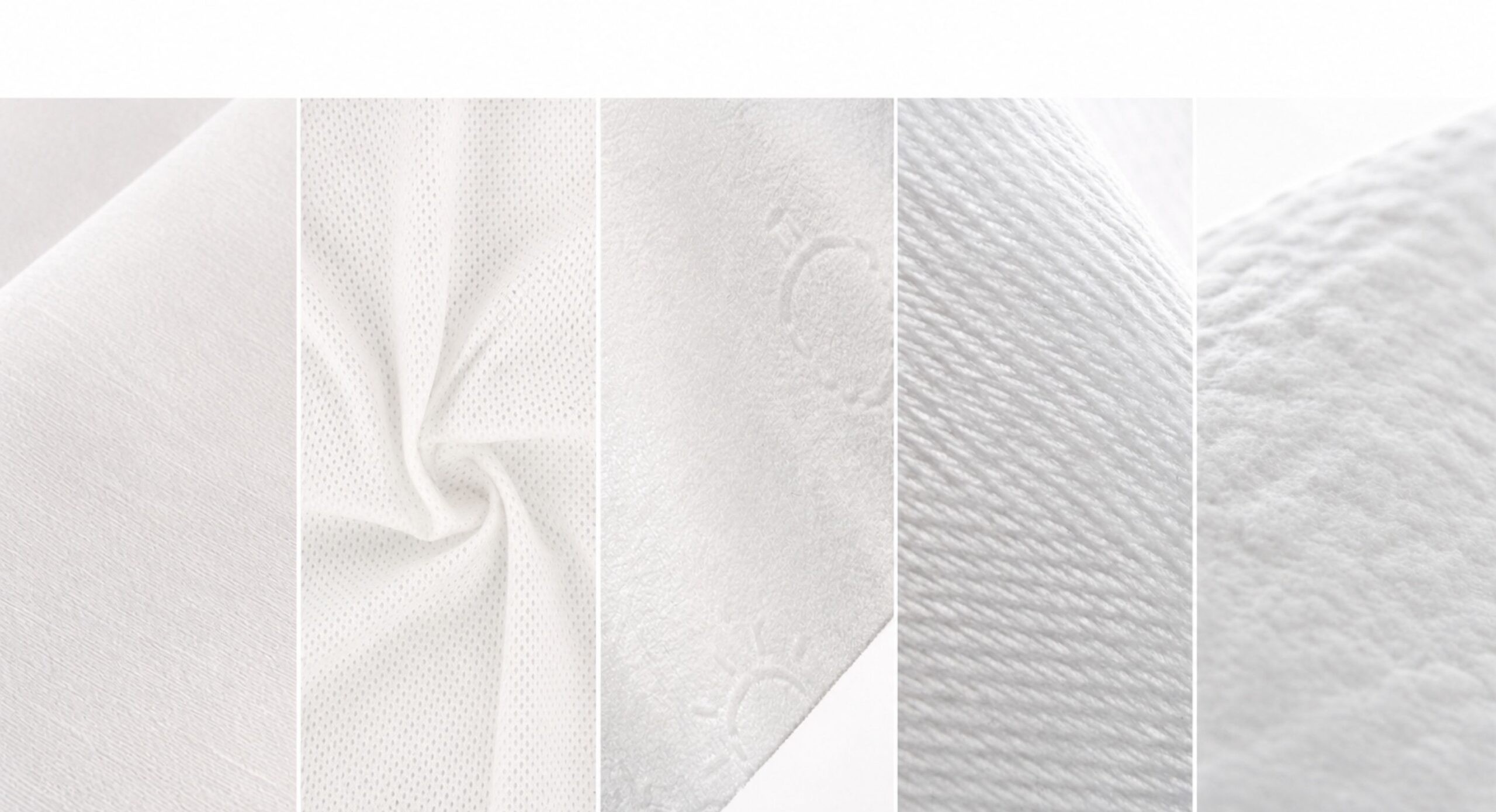 Disposable face towel textures compared - plain, reticulated and embossed patterns