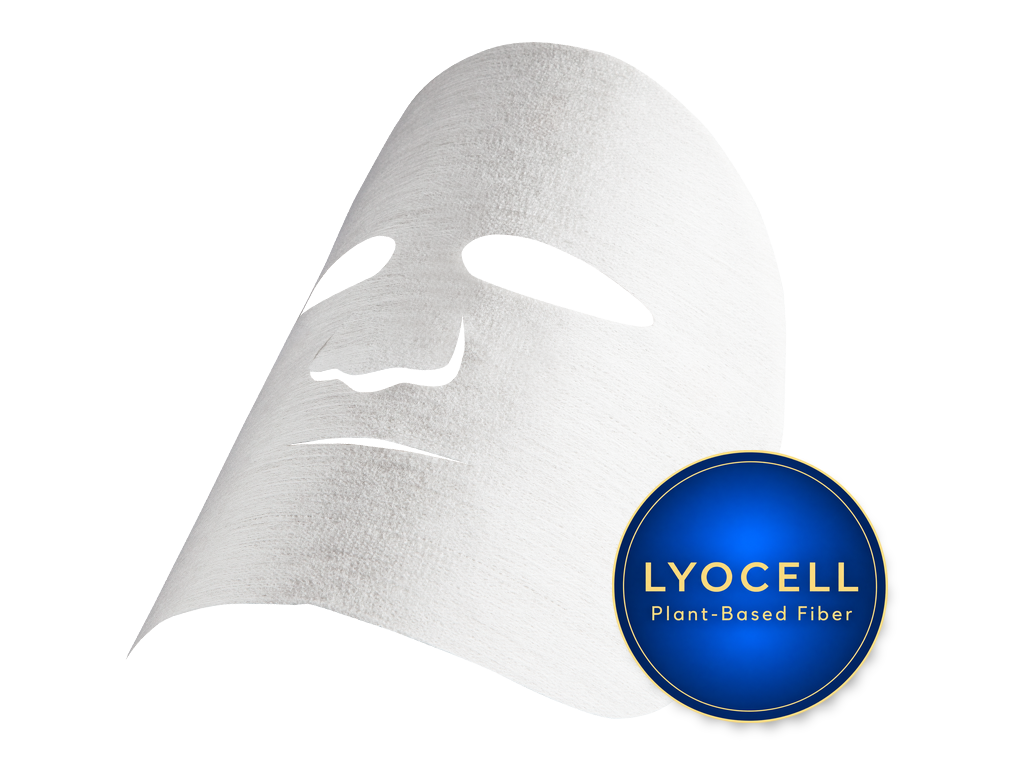 Mask muka jenis helaian gentian Lyocell dengan lencana gentian Lyocell