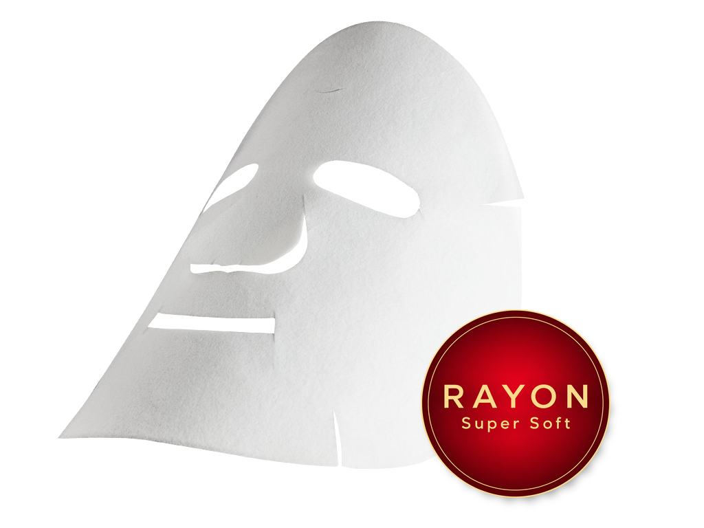 Mask muka jenis helaian rayon yang sangat lembut dengan lencana gentian rayon