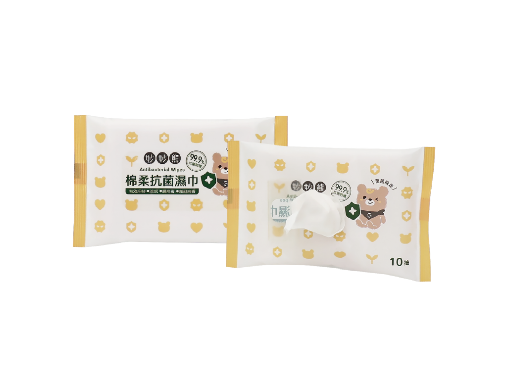 MB8211 ผ้าเช็ดทำความสะอาดแอนตี้แบคทีเรียในแพ็กสำหรับพกพาบรรจุ 10 แผ่น จำนวนสองแพ็ก