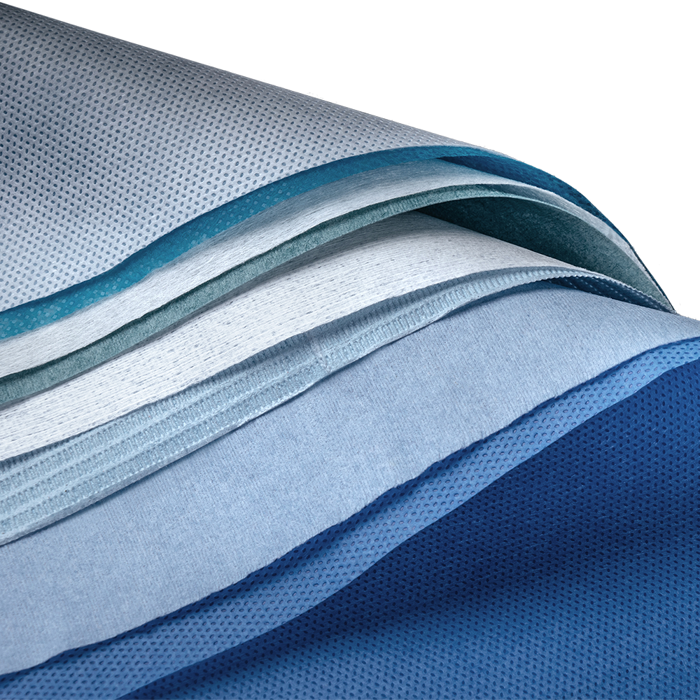 Layered blue and white nonwoven fabric developed for Graminton product applications